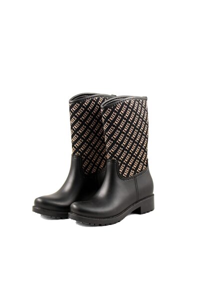 Tkees Women's Black Stylish Waterproof Rain Boots