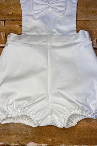 Shecco Babba White Bow Tie Shorts Jumpsuit, Baby Boy Birthday Jumpsuit, Baby Jumpsuit Models
