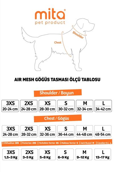 Mita Pet Mita Air Mesh Kedi Köpek Göğüs Tasması Çift Reflektörlü, Terletmeyen Space / space L