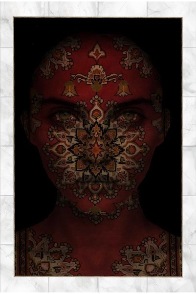 Rugs Modern Halı Burgundy Themed Ethnic Motif Women's Portrait Patterned Vint...