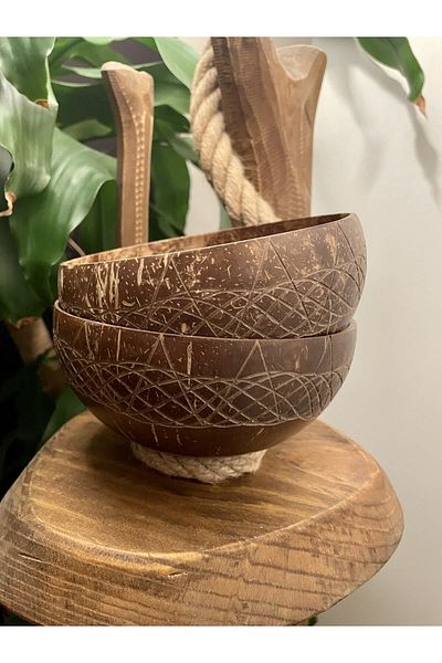 Coconut Products Set of 2 Jumbo Special Design Coconut Bowl