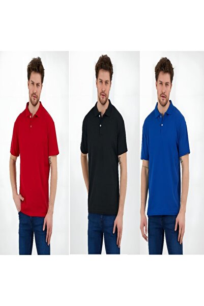 Pasage Unisex 3 Lü Yakalı Pamuklu Kısa Kollu Slim Fit T-shirt