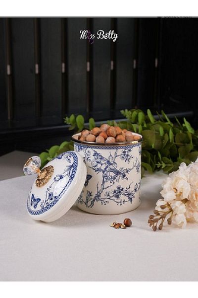Miss Betty Enamel Medium Size 12 cm Jar Blue Life