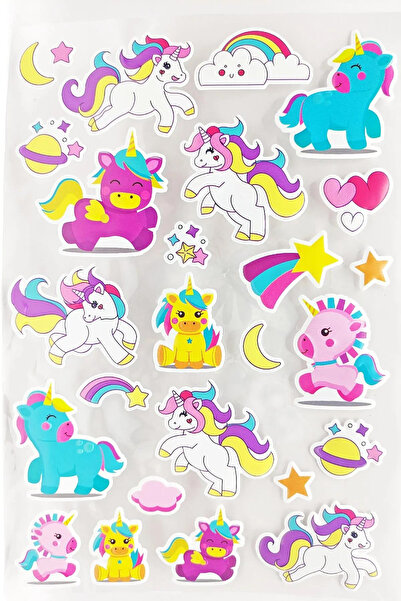 UĞURDAN Unicorn Sticker Kabartmalı A4 Boyutunda Defter Planlayıcı Etiket