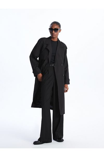 LC Waikiki Damen-Trenchcoat mit geradem Schnitt – Jackenkragen