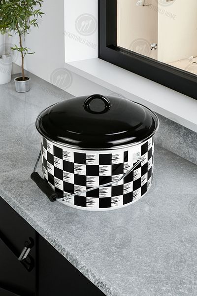 Sezka Life 2-Piece Patterned Checkerboard Pot Set - Copper Enamel with Handles