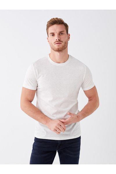 LC Waikiki Męski T-shirt z krótkim rękawem i okrągłym dekoltem