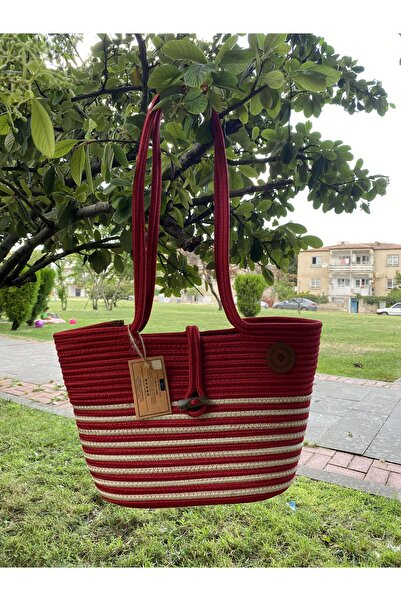 ModaCardin Geantă de plajă și de umăr - Geantă de mână cu aspect de paie de iută