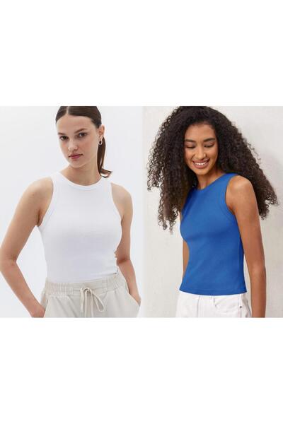 Actiwear Жіноча трикотажна футболка з коміром-стійкою та шнурком - набір з 2 ...