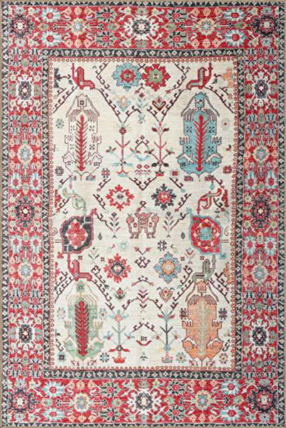 Rugs Modern Halı Bordered Rectangular Botanical Patterned Woven Base Carpet a...