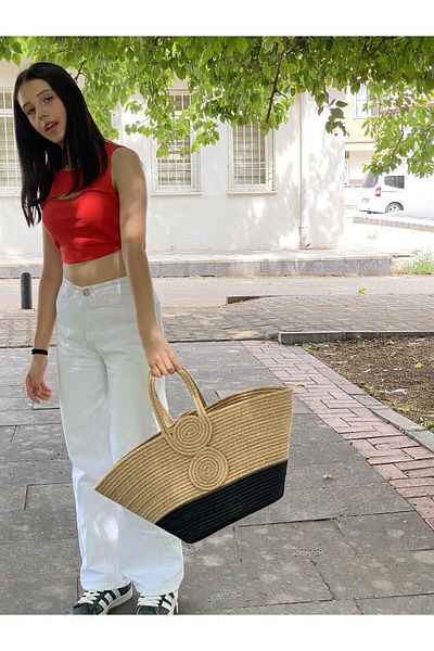 ModaCardin Τσάντα παραλίας και ώμου - Τσάντα χειρός Jute Straw Look