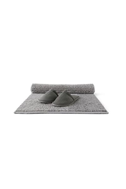 IKEA Toftbo 120 X 60 Cm Microfiber Bath Mat Gray - White Ultra Soft