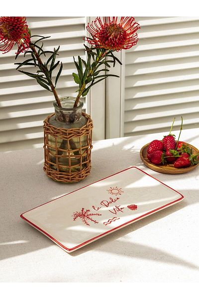LC Waikiki LCW HOME Printed Ceramic Boat Plate 29 Cm