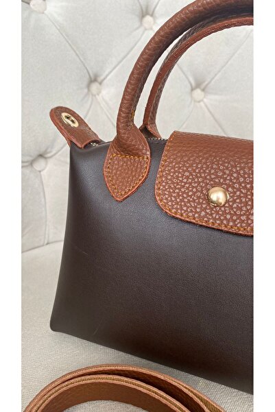 Mercan Stores Kadın Mini Acı Kahve Fermuar Ve Çıt Çıt Kapamalı El Ve Omuz Çantası