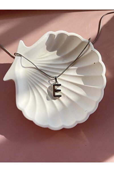 Claritas Takı Kadın Günüş Kaplama Bombeli E Harfli Kolye, Bubble E Harf Kolye