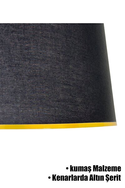 Vivido Abajur Siyah Gold Şeritli Lambader Şapkası