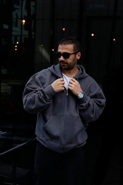 BayBayan Ανδρική ζακέτα με φερμουάρ και κουκούλα Fleece