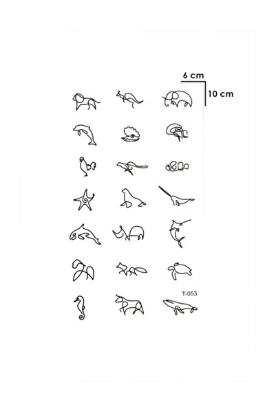 AKOLİFE Karışık Hayvan Figürlü Minimal Geçici Dövme - Animal Temporary Tattoo