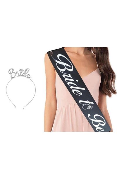 bride to be Αποχαιρετιστήριο για Μέντερ - Σετ Μεταλλικής Στέμματος και Νυφικής Μέσης
