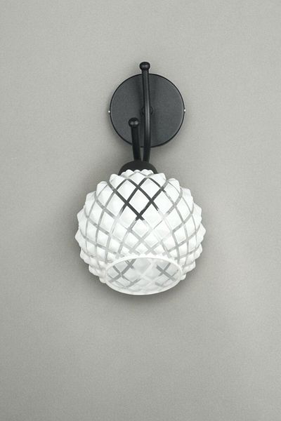 Fer Avize Sıla Sconce Modern Design Black Color White Glass Cafe - Kitchen - Bedroom - Hall Wall Sconce