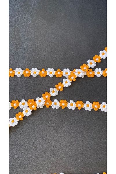 Ozpas Orange-White Stripe Flower - 1cm Width 3m