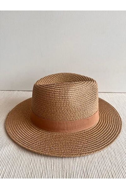 CosmoOutlet Καπέλο Panama Beach Camel με ρυθμιζόμενο εσωτερικό - φωτεινή λεπτομέρεια Glitter