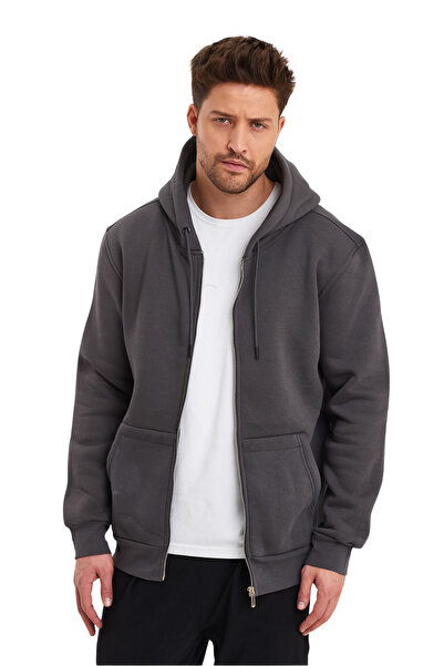 BayBayan Unisex Casual Hooded Zippered Fleece Cardigan