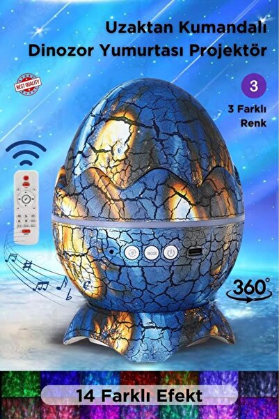 Bakeey Dinazor Yumurtası Gece Lambası Kumandalı Hoparlör Galaxy Projektör Pro...