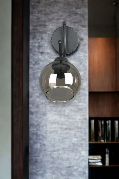 Fer Avize Sıla Sconce Modern Design Black Color White Glass Cafe - Kitchen - Bedroom - Hall Wall Sconce
