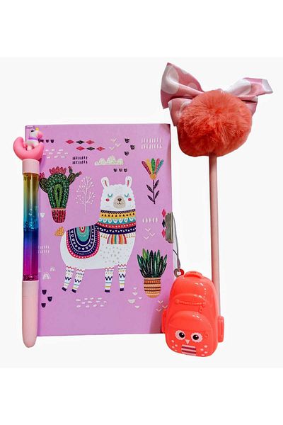 sevgi kırtasiye Fancy Gift Locked Souvenir Notebook Set Pompom Pencil Sharpener Ballpoint Pen