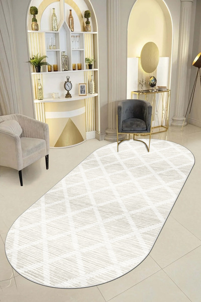 Halise Home Kaymaz Tabanlı Yıkanabilir Baskılı  Halı Yolluk Koridor Halısı