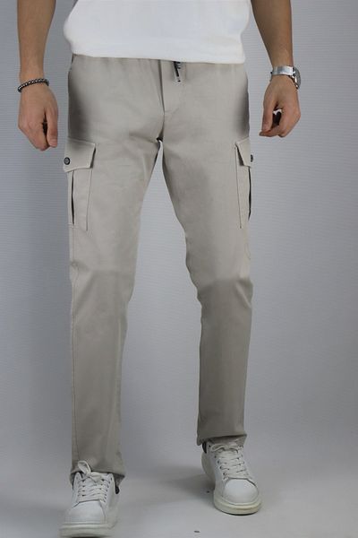 inpool Cotton Gabardine Fabric - Oversize Cargo Pocket Pants 256, Waist Lace-up