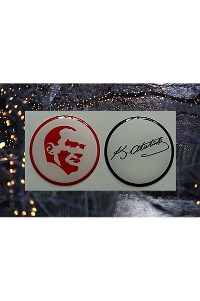 Phoenix Phoenix Sticker - Mustafa Kemal Atatürk Signature Drop Logo, 3.5x3.5 CM, 2 Pieces