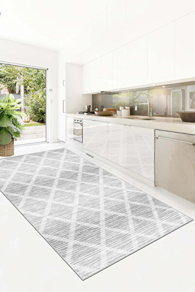 Halise Home Kaymaz Tabanlı Yıkanabilir Baskılı  Halı Yolluk Koridor Halısı