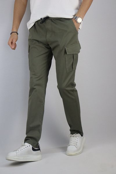 inpool Cotton Gabardine Fabric - Oversize Cargo Pocket Pants 256, Waist Lace