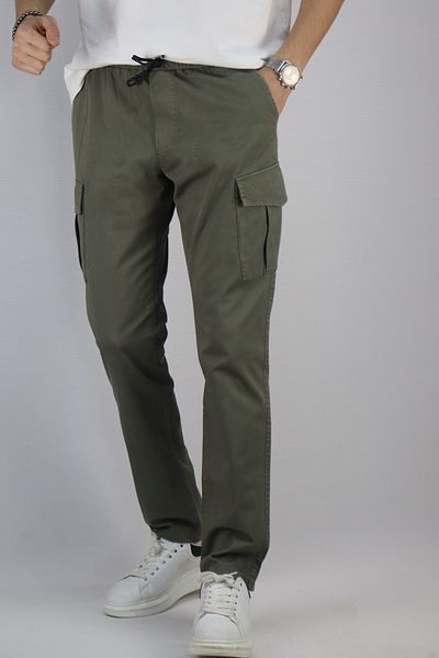 inpool Cotton Gabardine Fabric - Oversize Cargo Pocket Pants 256, Waist Lace