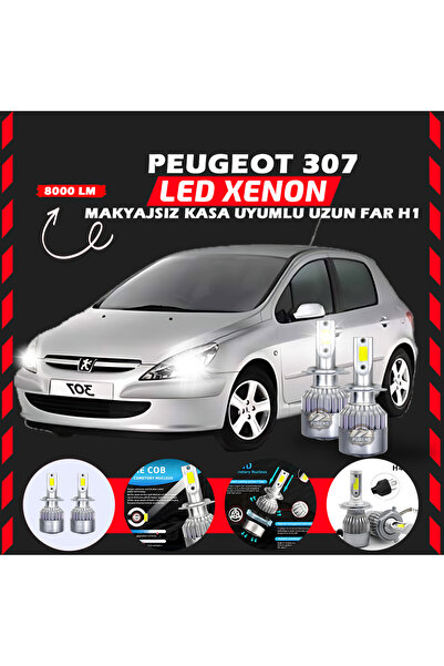 Furens Peugeot 307 Makyajsız Kasa Uzun Far Uyumlu Şimşek Etkili Led Xenon Per...