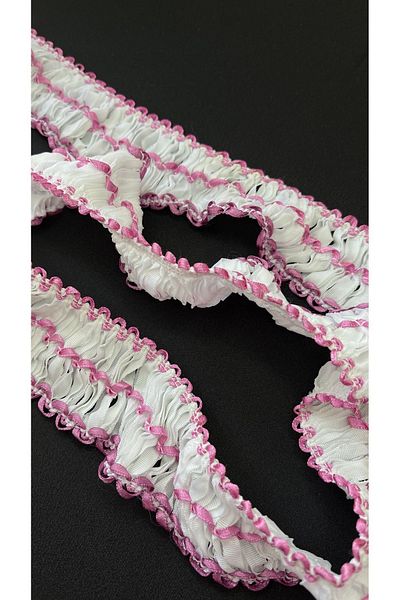 Ozpas White-Lilac 4.5cm Strip Intermediate Gather - Width 5m