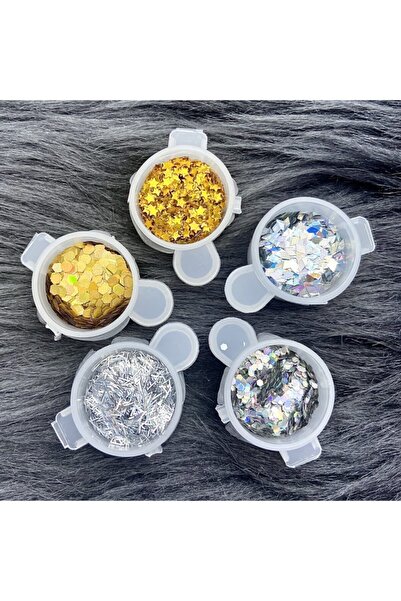 cnk craft shop 5 Adet Epoksi Reçine Sim Glitter Seti Mum Simi Beton Sim Süs Sim Glitter, Nail Art Tırnak E11