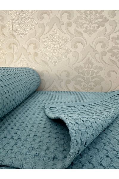 Muteks Pătură unică premium 100% bumbac - cuvertură de pat, țesătură anti-transpirație, ALBASTRU PETROLEU, (160x240cm)