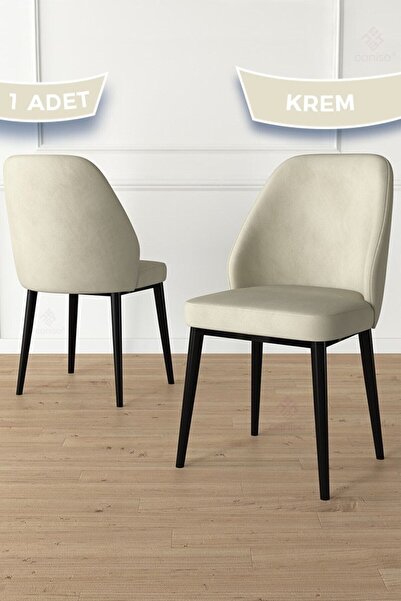 Canisa Tura Serisi 1 Adet Siyah Mutfak Sandalyesi Metal Kahve Ayaklı 1. Sınıf...