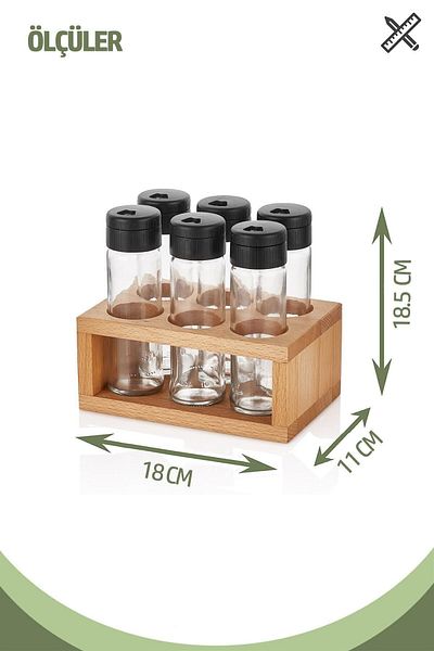 melik's Lisa Set of 6 - with Spice Rack and Wooden Stand