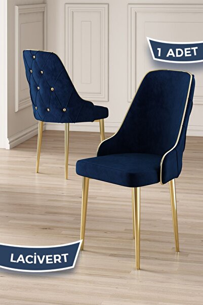 Canisa Krax Serisi, 1.sınıf Babyface Kumaş Mutfak Sandalyesi, Gold Metal Ayak...