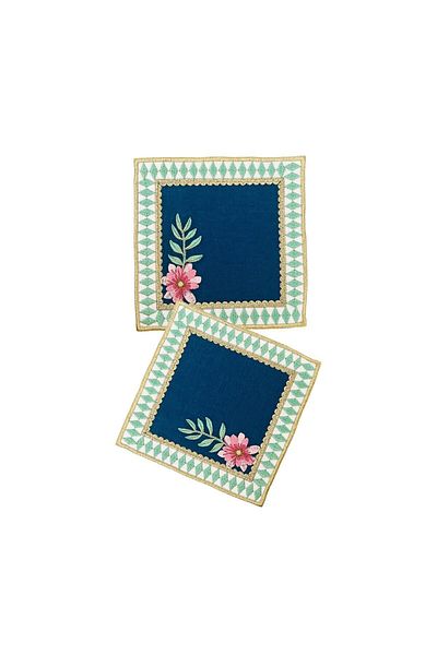 ge living Decorative La Majorelle Compatible Green Cocktail Napkin (2 Pieces)