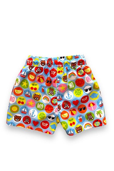 LİTTLE TORTOİSE Pantaloni scurți de baie colorați pentru copii cu imprimeu Emojis pentru băieți