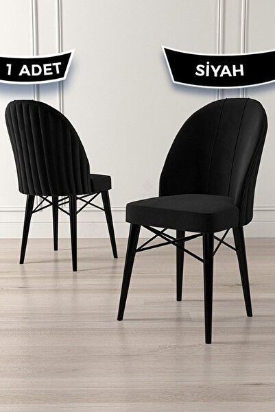Canisa Jena Serisi 1 Adet Siyah Mutfak Sandalyesi 1.sınıf Babyface Ithal Kuma...