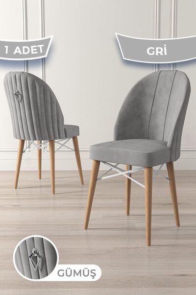 Canisa Ritim Serisi 1 Adet Gri Sandalye 1.sınıf Babyface Ithal Kumaş Doğal Ah...