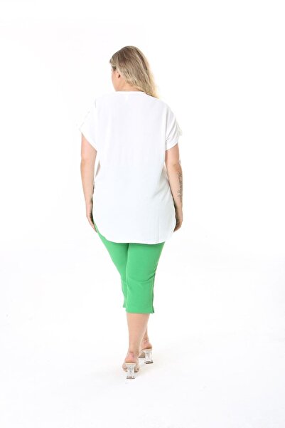 xlargebutik Yenii Season - Large Size Green Capri Clothing Set