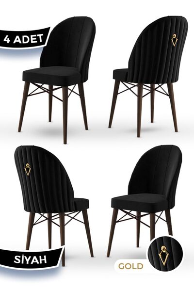 Canisa Ritim Serisi, 1.sınıf Babyface Ithal Kumaş, 4 Adet Siyah Sandalye, Cev...