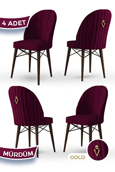 Canisa Ritim Serisi, 1.sınıf Babyface Ithal Kumaş, 4 Adet Mürdüm Sandalye, Si...